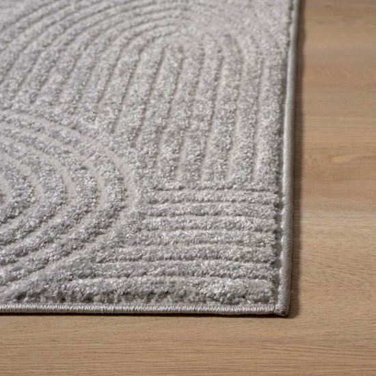 Vierkant vloerkleed Scandinavisch - Contour Bend grijs 100x100 cm