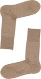 Chaussettes Falke Airport marron, de couleur unie avec une texture chinée et un revers côtelé.