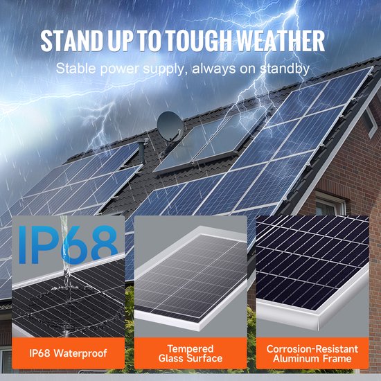 VEVOR 200W Zonnepaneel Set van 2 12v Monokristallijne Zonnemodule Plus Laadregelaar 16,66a Zonnestelsel Conversiepercentage van 23% Compatibel met Agm, Gel, Fld, Li Accu's Ideaal voor Campers, Jachten, Accessoires van Vevor — afbeelding 4