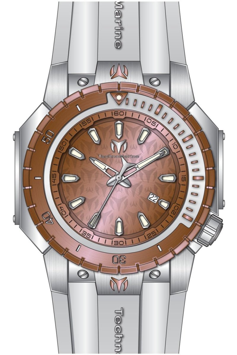 TechnoMarine Manta TM-224005 Heren Horloge - Waterdicht - Analoog - Quartz Uurwerk - Roestvrij Staal met rosegouden Wijzerplaat - 49mm