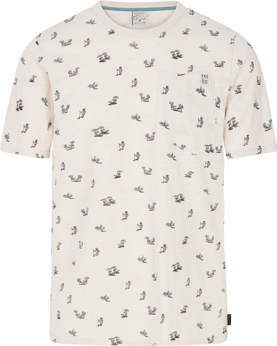 Protest Prtelston – T shirt Heren – Korte mouwen – Ronde hals Kitoffwhite