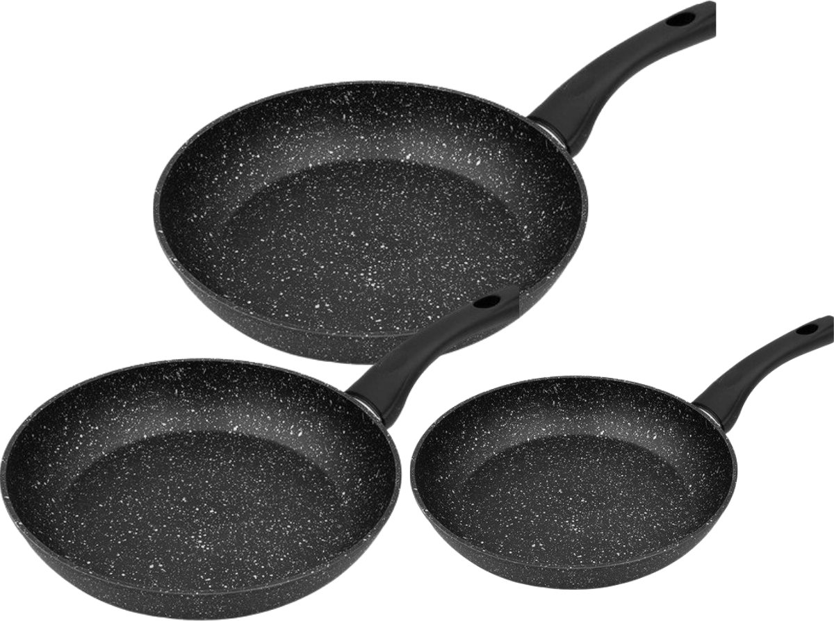 Koekenpan Ø 20/24/28cm - Inductie - Pannenset - Anti-Aanbak - Alle Warmtebronnen - PTFE en PFAS vrij