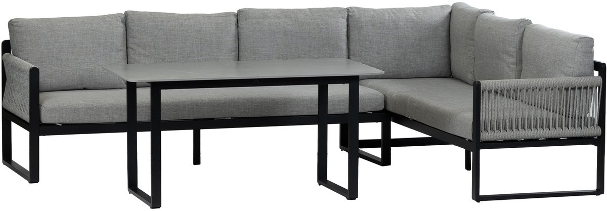 Hoek Lounge Dining set Reims | Rechts | Black & Off Sand