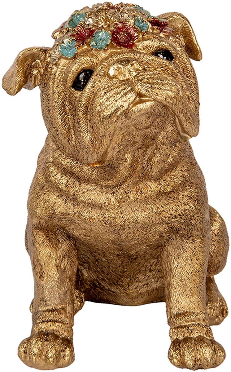 Clayre & Eef Decoratie Beeld Hond 29x17x29 cm Goudkleurig Kunststof