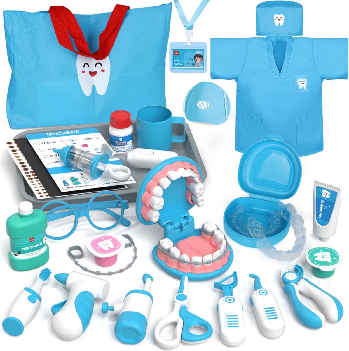 DailySupplies® Dokterset Speelgoed - Kinderspeelgoed voor Jongens en Meisjes - Vanaf 2 Jaar - Tandarts Speelgoed - Blauw met Wit
