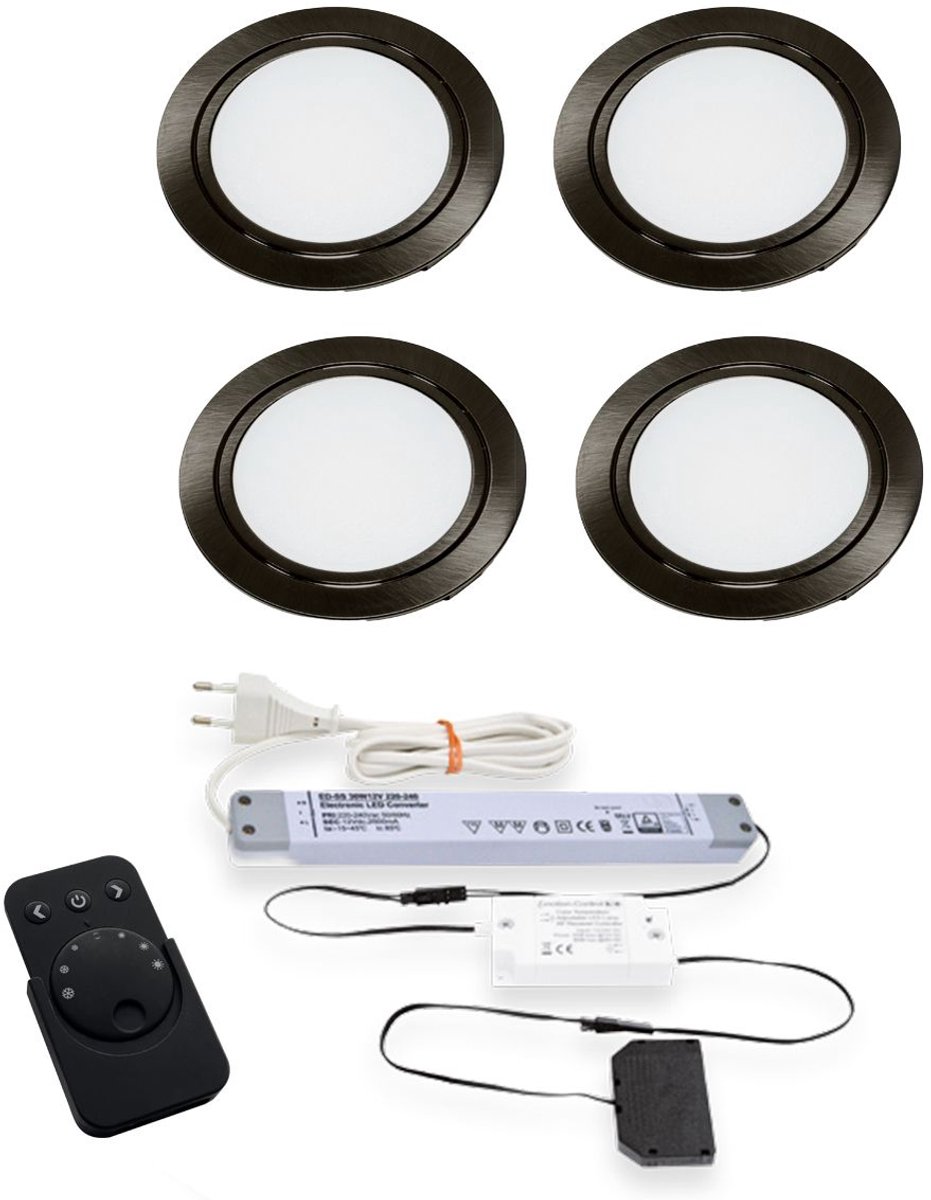 Chip Emotion Led set van 4 spots zwart - 12V