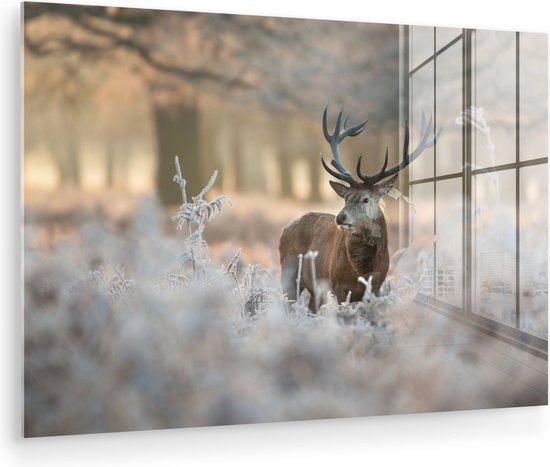 Peinture sur Verre - Cerf - Animaux - Hiver - 180x120 cm - Peintures sur Verre Peintures - Photo sur Glas