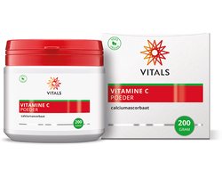 Vitals Vitamine C poeder - 200 gram. Vitamine C in gebufferde vorm van calciumascorbaat, zonder hulpstoffen.