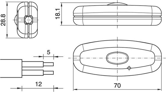 Led Snoerdimmer met Schuif en Aan/Uit knop Zwart - Don Luce