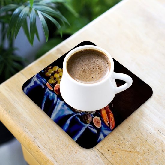 Dessous de verre Champagne - Luxe - Huîtres - 10x10 cm - 6 morceaux - Sous pour Verres et Tasses