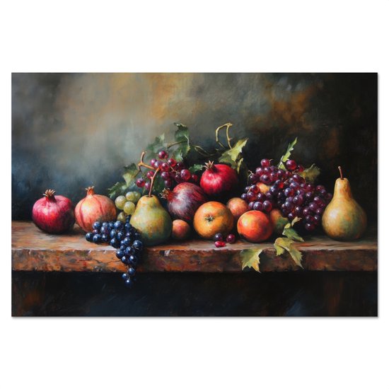Crédence de Cuisinière en Aluminium 60x40 cm - Rustique - Nature morte - Fruits - Écran Pare-éclaboussures pour Plaque de Cuisson - Protection Murale