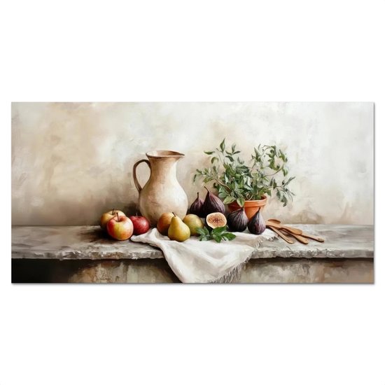 Crédence de Cuisinière en Aluminium 100x50 cm - Fruits - Herbes - Rural - Écran Pare-éclaboussures pour Plaque de Cuisson - Protection Murale