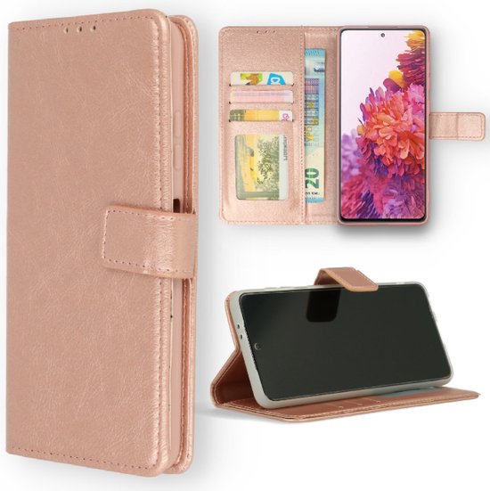 Étui téléphonique Convient pour Oppo A57S (4G) / Oppo A57 - Qualité A Bookcase - Rose - Espace pour 3 cartes