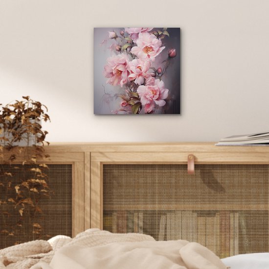 Tableau aluminium 20x20 cm - Décoration murale métal - Roses - Fleurs - Rose - Art - Aquarelle - Décoration murale métal salon - Décoration industrielle - Photo sur dibond - Accessoires industriels chambre