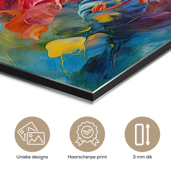 Tableau aluminium 90x60 cm - Décoration murale métal - Peinture à l'huile - Art - Abstrait - Coloré - Décoration murale métal salon - Décoration industrielle - Photo sur dibond - Accessoires industriels chambre