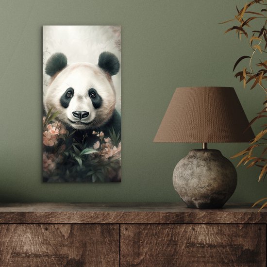 Décoration murale Métal - Peinture Aluminium Industriel - Panda - Animaux - Fleurs - Plantes - 20x40 cm - Dibond - Photo sur aluminium - Décoration murale industrielle - Pour le salon/chambre