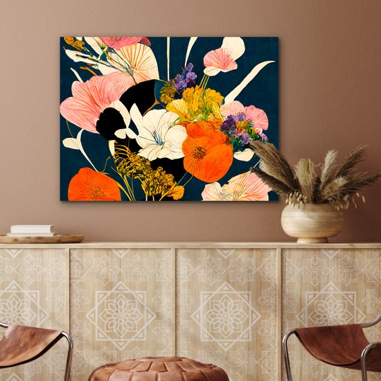 Décoration murale Métal - Aluminium Peinture Industriel - Fleurs - Vase - Tableau - Plantes - 80x60 cm - Dibond - Photo sur aluminium - Décoration murale industrielle - Pour le salon/chambre