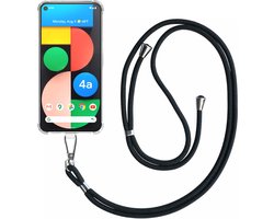 Telefoonhoesje Geschikt voor Google Pixel 4A 5G Transparant ShockProof met Afneembaar Universeel Telefoonkoord - Cover Case Siliconen ShockProof with Lanyard - Smartphonica geschikt voor Google Pixel 4A 5G