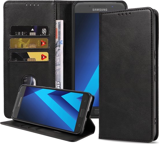 Smartphonica Samsung Galaxy A5 2017 Étui en similicuir avec fermeture magnétique et porte-cartes Book Case - Noir / Similicuir / Book Case