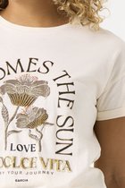 GARCIA Dames Chest print T-shirt Bruin Korte mouw