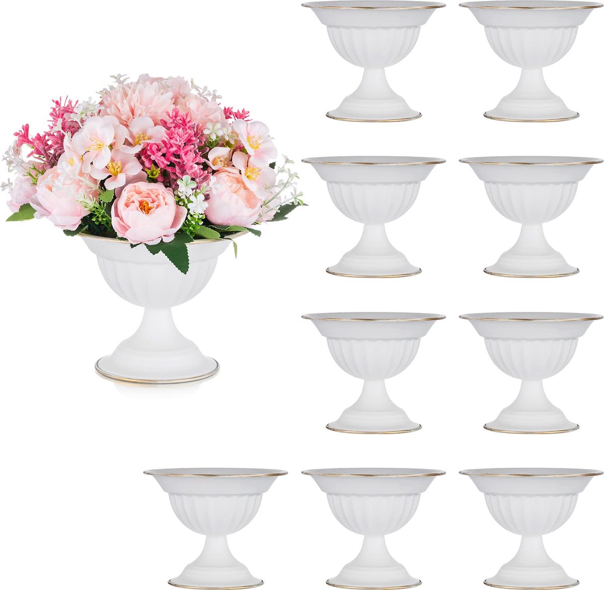 La'Moussawi ® Stijlvolle Metalen Bloempotten voor Bruiloften en Feestelijke Decoraties - Set van 10 Stuks
