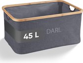DARI. Opvouwbare Wasmand 45L – Heupwasmand – Wasmanden – Opbergmand – Wasbox – Bamboe – Grijs