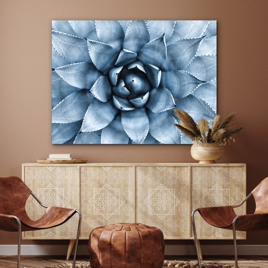 Aluminium schilderij 120x90 cm - Wanddecoratie metaal - Planten - Blauw - Natuur - Metalen muurdecoratie woonkamer - Decoratie industrieel - Foto op dibond - Industriële accessoires slaapkamer