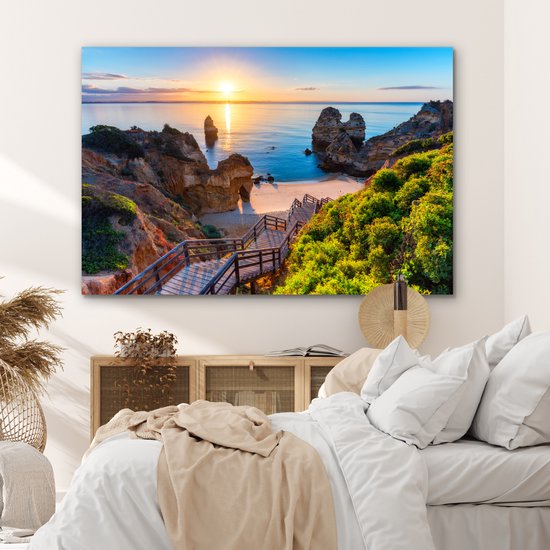 Décoration murale Métal - Peinture Aluminium Industrielle - Plage - Mer - Portugal - 180x120 cm - Dibond - Photo sur aluminium - Décoration murale industrielle - Pour le salon / chambre