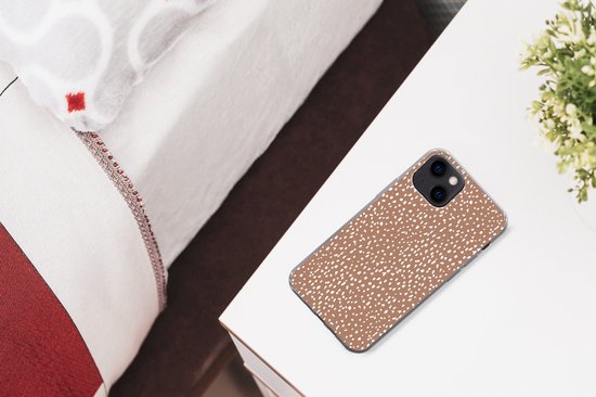 Coque de téléphone compatible avec iPhone 13 - Motifs à pois - Wit - Marron - Siliconen