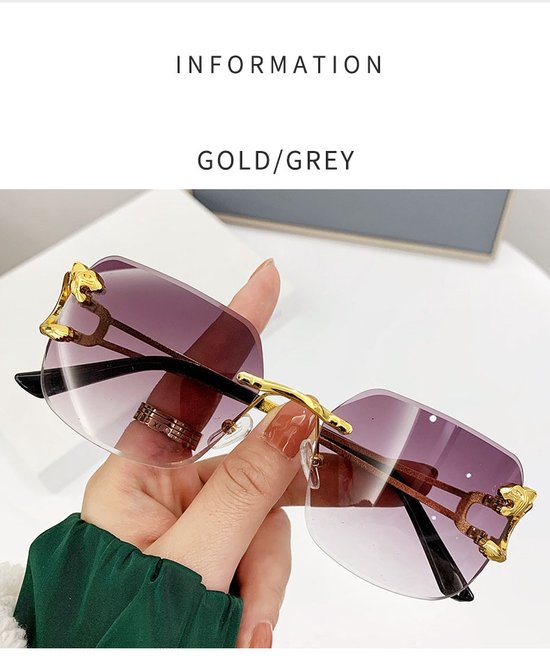 Zonnebril Paars | Rimless Glasses | Oversized | Frameloos Zonnebril| Trendy Eyewear voor Heren en Dames | Randloze Zonnebril | Heren/ Dames bril | zomerbril/ bril/ brillen | Heren zonnebril / zonnebril zonder rand | zomer bril | Randloze bril — afbeelding 4