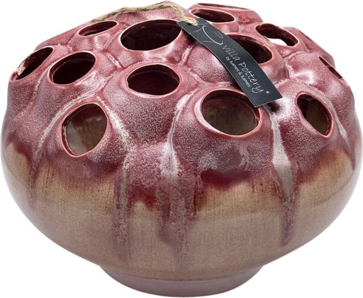 Villa Pottery Roze Rode vaas Coral 30x30x22 rood