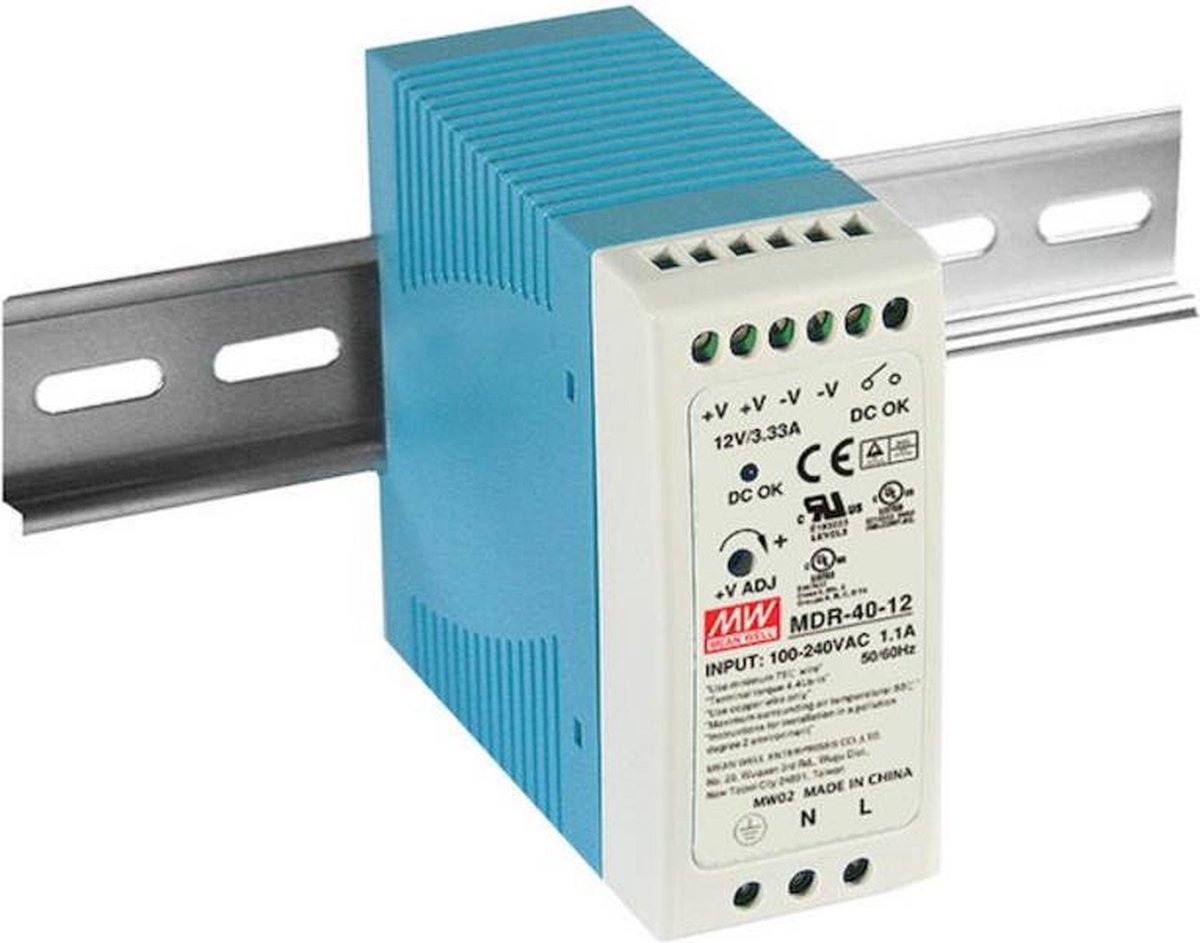 Mean Well MDR-40-24 DIN-rail netvoeding 24 V/DC 1.74 A 40 W Aantal uitgangen: 1 x Inhoud: 1 stuk(s)