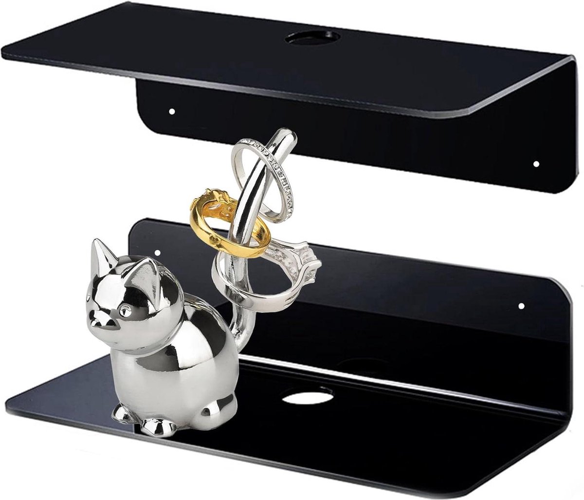 Zwevende Wandplank Acryl Geschikt voor Woonkamer en Badkamer 1 Stuk Zwart 23CM