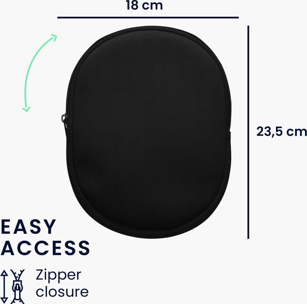 kwmobile hoes geschikt voor JBL Tune 600 / 500BT / 510BT / 450 - 21,5 x 16 cm - Beschermhoes voor headset in zwart - Van neopreen — afbeelding 7