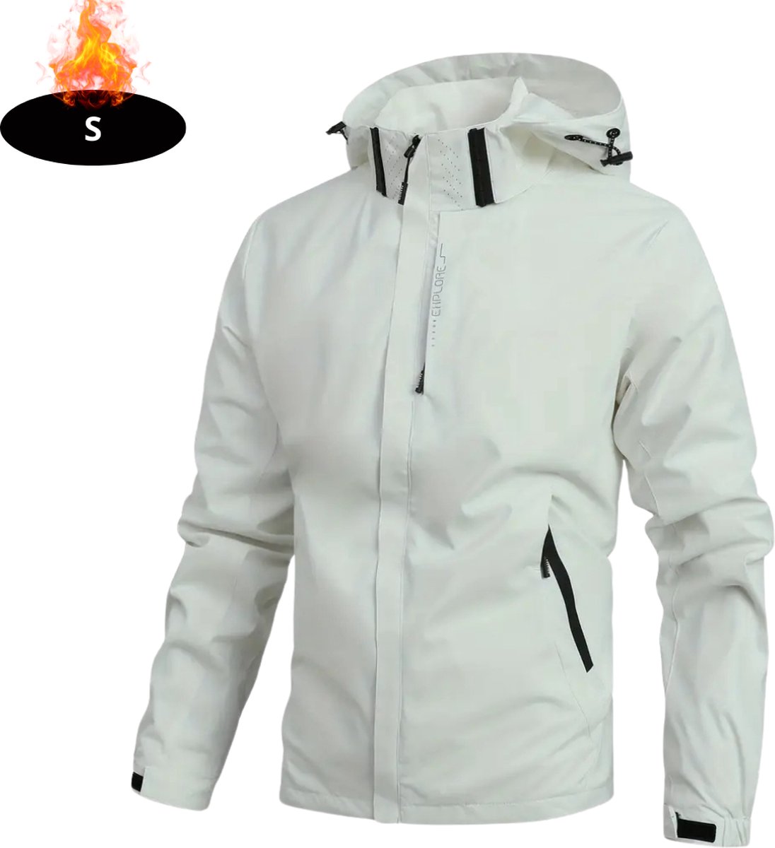 Nivard Windjas Heren Parka Lente & Herfst Jas Volwassen Windjack Windbreaker Outdoor Ivoorwit
