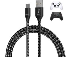 USB-C Kabel voor Xbox 2m USB-A naar Type-C [2 Stuks] van MMOBIEL – Snellader USB Kabel voor Xbox Controllers 18W 480Mbps – Nylon Gevlochten Controller Opladerkabel – Gaming Accessoires – Wit/Zwart