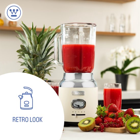 Westinghouse Retro Blender - Smoothie Maker - Wit - 1,5 Liter - 600W van Westin — afbeelding 2