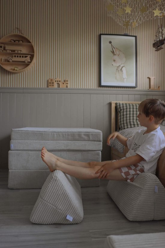 Mini Modulaire bank - Speelsofa- Rib velvet - Grey Standaard | bol