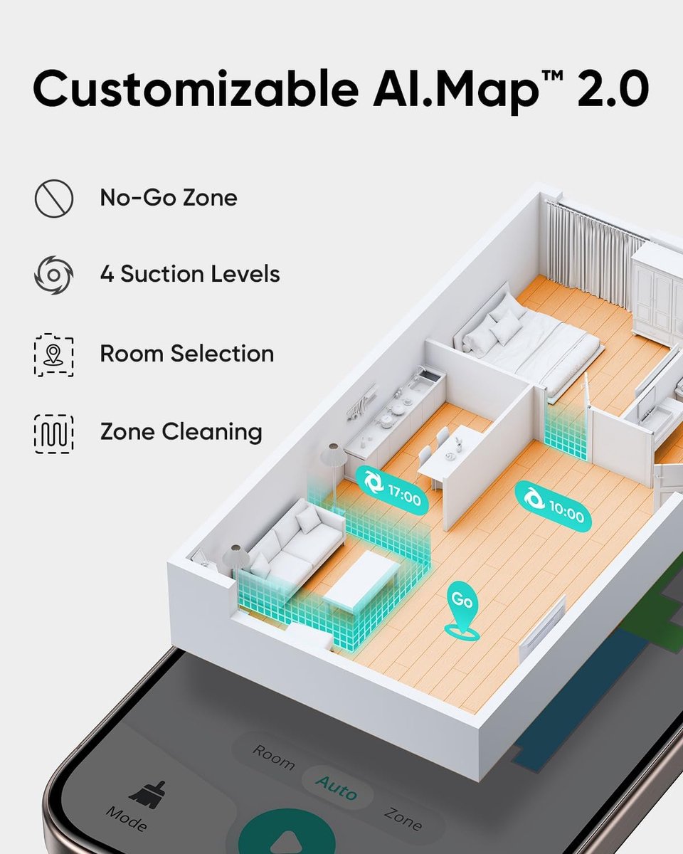 eufy Clean L60 Hybrid SES Robotstofzuiger met dweilfunctie - Robot Vacuum - 5.000 Pa Zuigkracht, Met automatisch leegstation, Bestuurbaar via smartphone — afbeelding 5