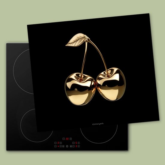 KitchenYeah® Protection plaque induction 60x52 cm - Cerisier - Noir - Or - Chrome - Protege plaque de cuisson - Couvre plaque induction - Protecteur d'induction - Cuisine