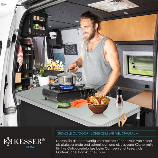 Cuisine De Camping Pliable Bestpriceparts Kaki – Avec Sac De Transport Et étagères