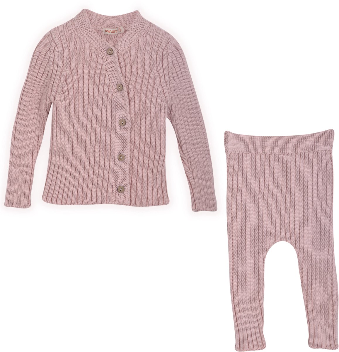 Minora Newborn Baby Kleding Set - Jongens en Meisjes - Winterbroek en vest- Kraamcadeau - Babyshower-Newborn tweedelige gestreepte set- Vest en broek -Poeder-3/6 Maanden