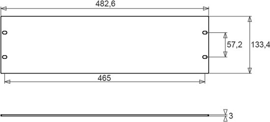 Penn Elcom R1275/3Uk frontplaat, aluminium, plat, 3 HE, zwart