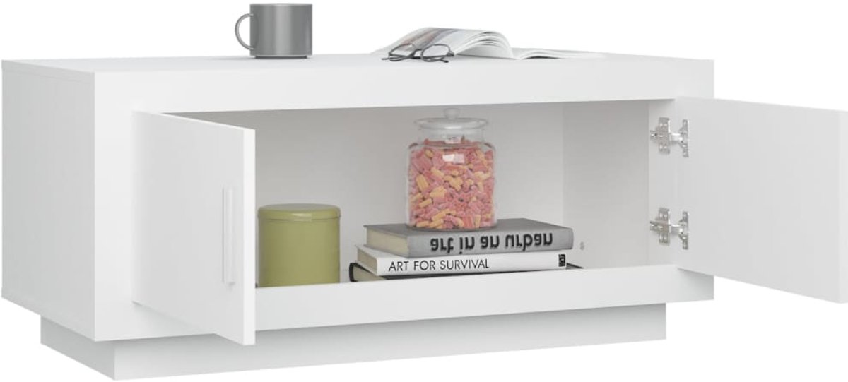 FIONERA Salontafel 102x50x45 cm bewerkt hout wit