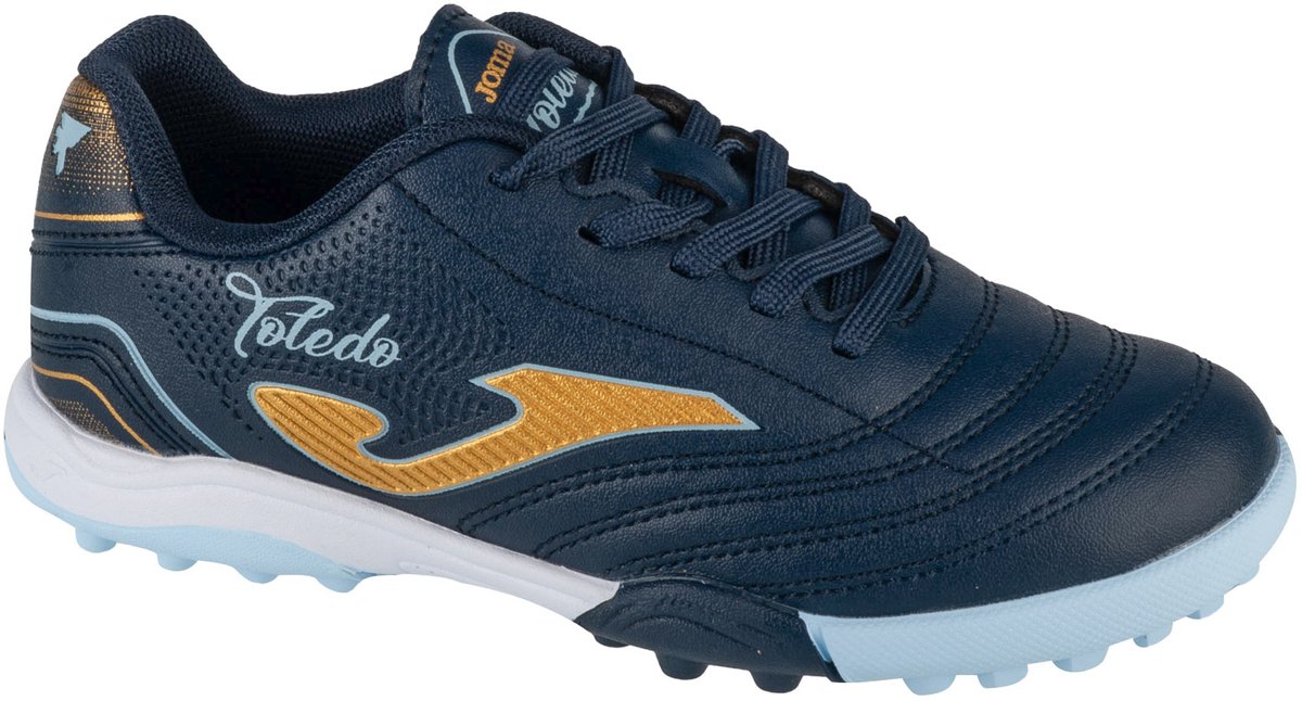Marineblauwe Joma Toledo Jr 25 TOJS TF voetbalschoenen voor jongens, maat 35,5, van synthetisch leder met turfzool.