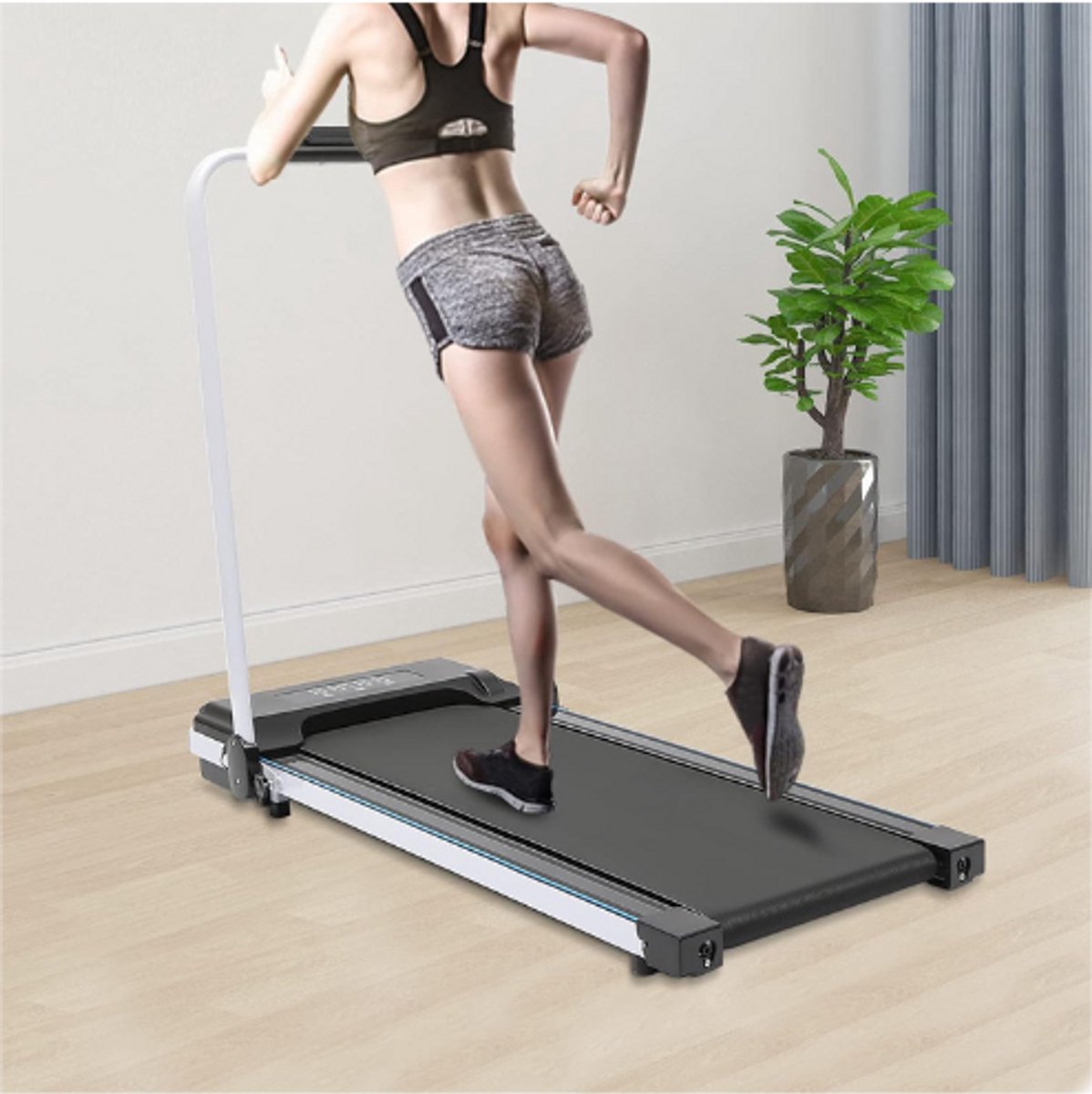 Afbeelding 3 van Elektrische Loopband voor Thuis, Opvouwbare Wandelpad 0,8 - 10 km/u, 2 HP Onder het Bureau, LED-Display en Afstandsbediening voor Thuis en Kantoor, Zwart