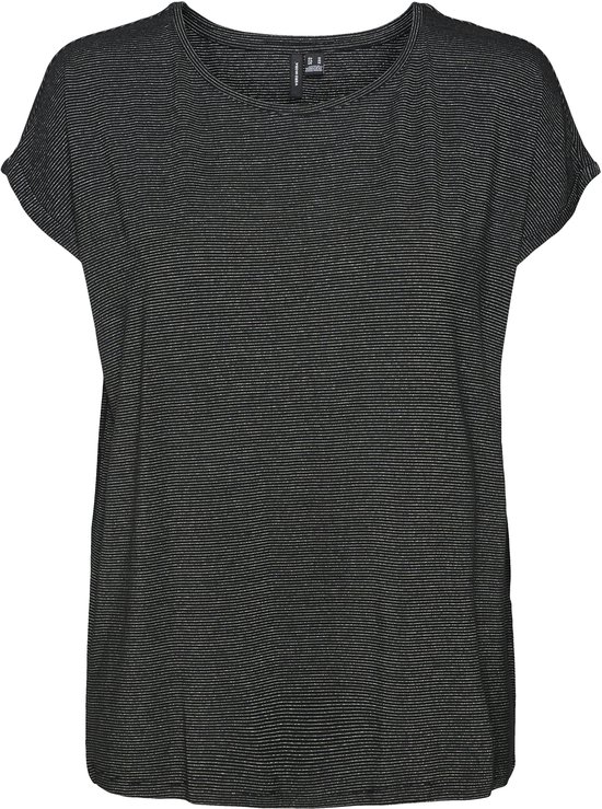 Vero Moda T-shirt Vmlava Glitter Ss Top Stripe Ga Jrs 10250488 Black/silver Lur Dames Maat - S