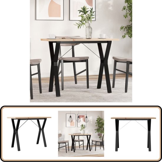 VidaXL Eettafel Industriële Stijl - Eetkamertafel - 140 X 80 X 76 Cm Massief Mangohout Gepoedercoat Ijzer Tafel Inclusief Houtreiniger En Verfrisser