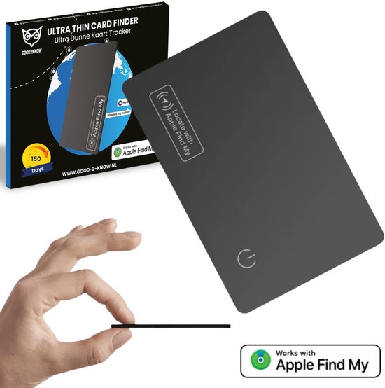 Good2know FindMy Wallet – Zoek Mijn kaart – Geschikt voor pasjeshouder en portemonnee – Wallet tracker –Mini dunne kaart tracker - Geschikt voor Apple Find My