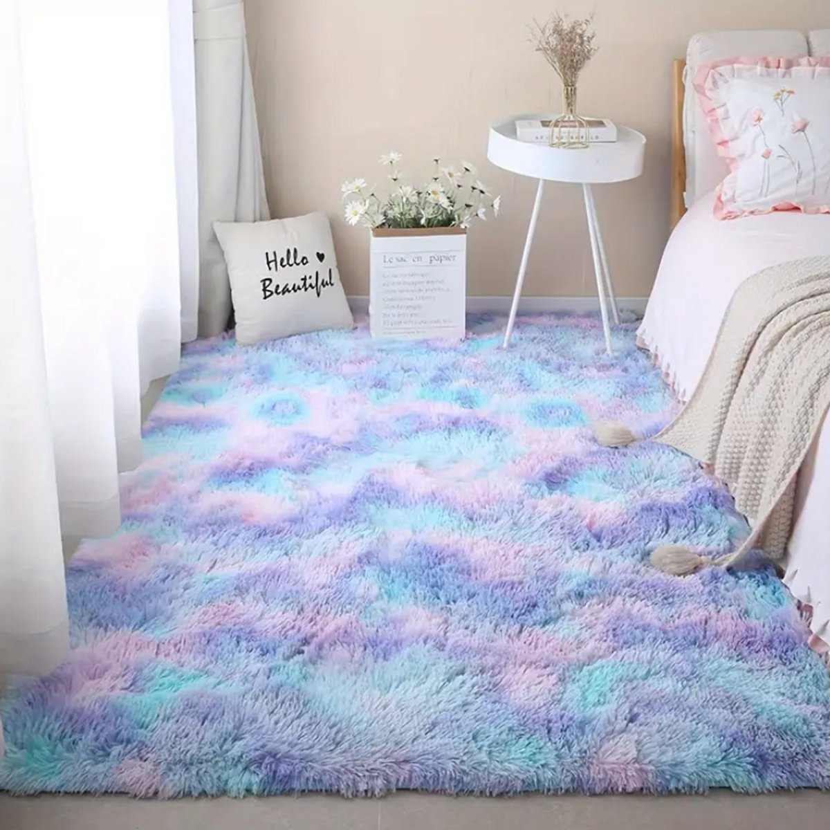 PolkaHome Vloerkleed Kinderkamer 120x160 - Tapijt Woonkamer & Tapijt Slaapkamer - Rechthoek Rug Carpet - Hoogpolig Zacht Fluffy - Antislip - Modern Cadeau